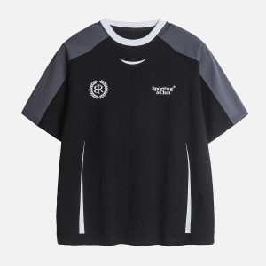 Concert Outfit American Retro Patchwork Print T-Shirt