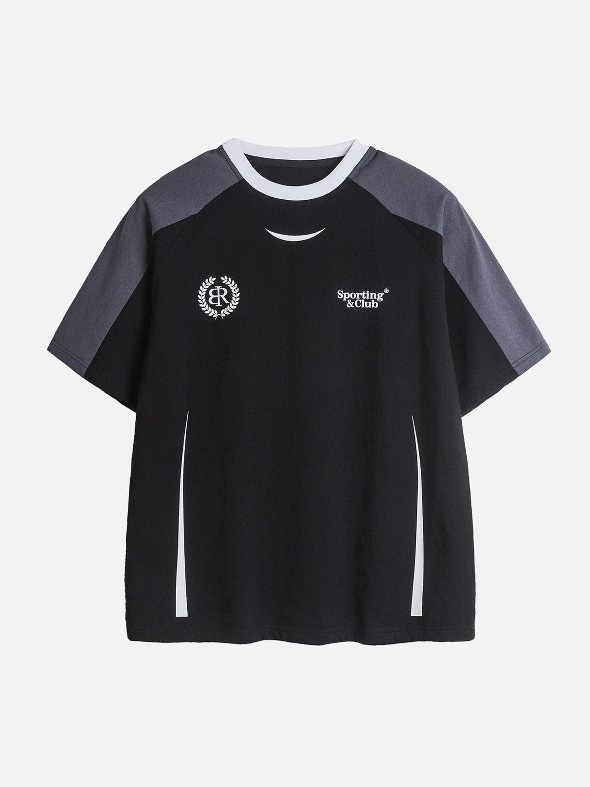 Concert Outfit American Retro Patchwork Print T-Shirt Concert Outfit American Retro Patchwork Print T-Shirt