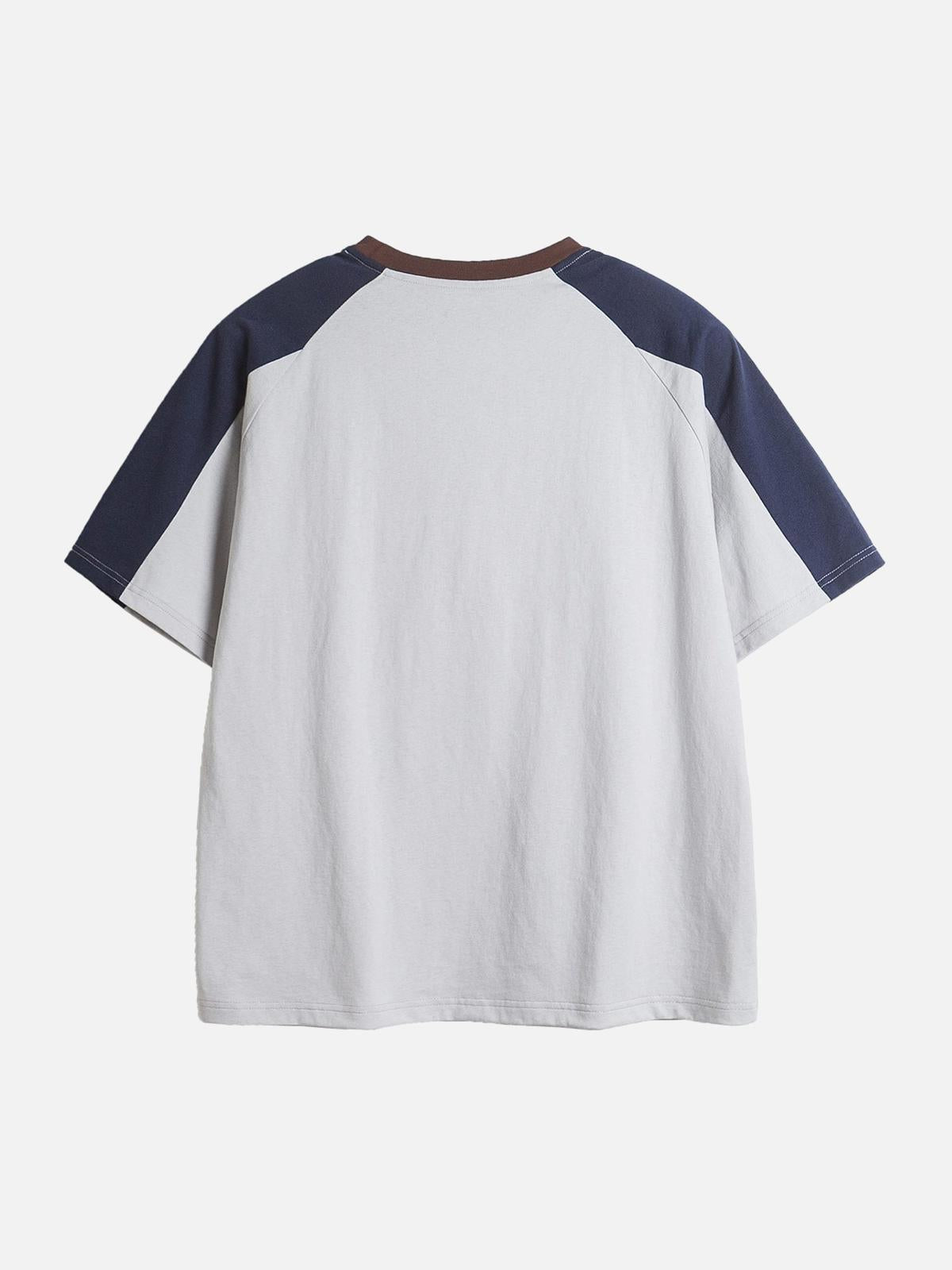 Concert Outfit American Retro Patchwork Print T-Shirt Concert Outfit American Retro Patchwork Print T-Shirt