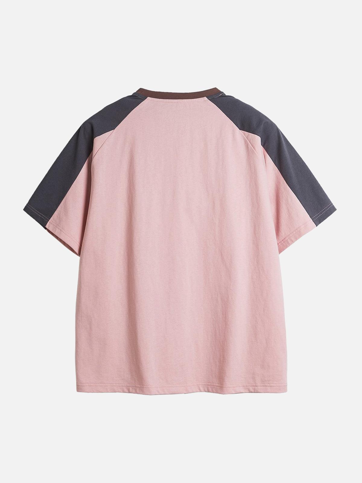 Concert Outfit American Retro Patchwork Print T-Shirt Concert Outfit American Retro Patchwork Print T-Shirt