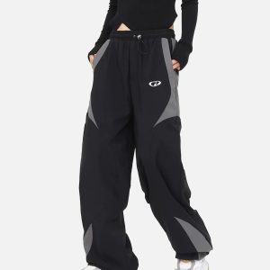Concert Outfit American Street Fashion Splicing Design Casual Sports Pants