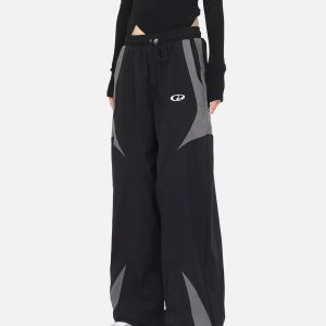 Concert Outfit American Street Fashion Splicing Design Casual Sports Pants