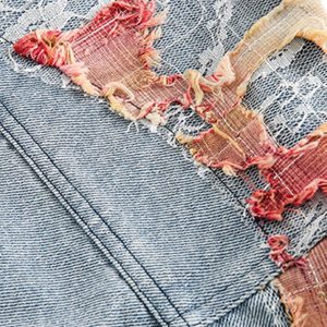 Concert Outfit American Street Style Lace Patchwork Denim Jacket