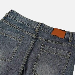 Concert Outfit American Street Style Washed Distressed Jeans