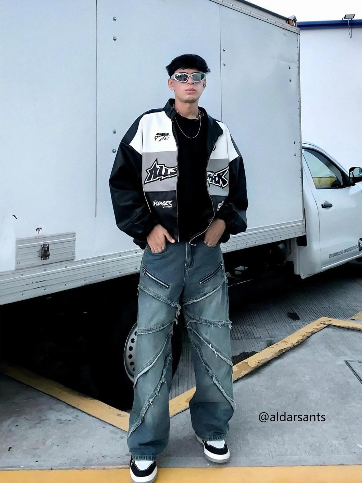 Concert Outfit American Street Style Washed Distressed Jeans Concert Outfit American Street Style Washed Distressed Jeans