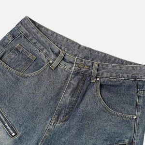 Concert Outfit American Street Style Washed Distressed Jeans