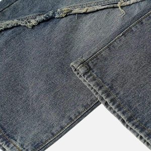 Concert Outfit American Street Style Washed Distressed Jeans