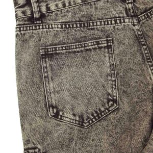 Concert Outfit American Street Style Washed Distressed Work Jeans