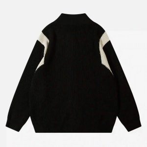 Concert Outfit American Style Color Blocking Zipper Cardigan