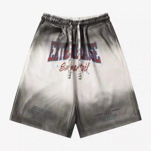 Concert Outfit American Style Distressed Gradient Print Shorts