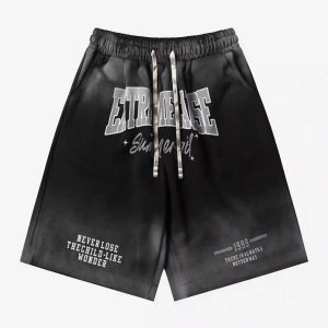 Concert Outfit American Style Distressed Gradient Print Shorts