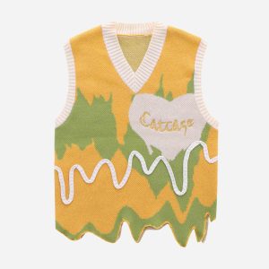 Concert Outfit American Style Graffiti Love Sweater Vest