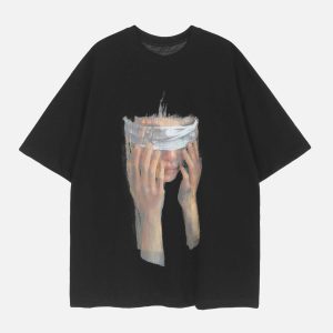 Concert Outfit American Tide Loose Print Round Neck T-Shirt