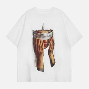 Concert Outfit American Tide Loose Print Round Neck T-Shirt