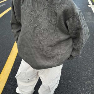 Concert Outfit Asymmetric Irregular Knitted Sweater Hoodie