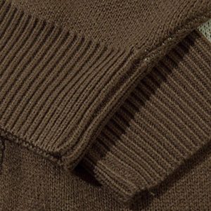 Concert Outfit Asymmetric Jacquard Stitching With Two-Way Zipper Sweater