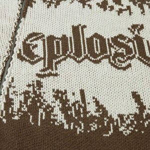 Concert Outfit Asymmetric Jacquard Stitching With Two-Way Zipper Sweater