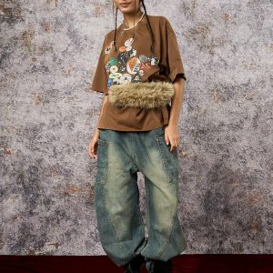 Concert Outfit Badge Print Distressed Short Sleeve T-Shirt