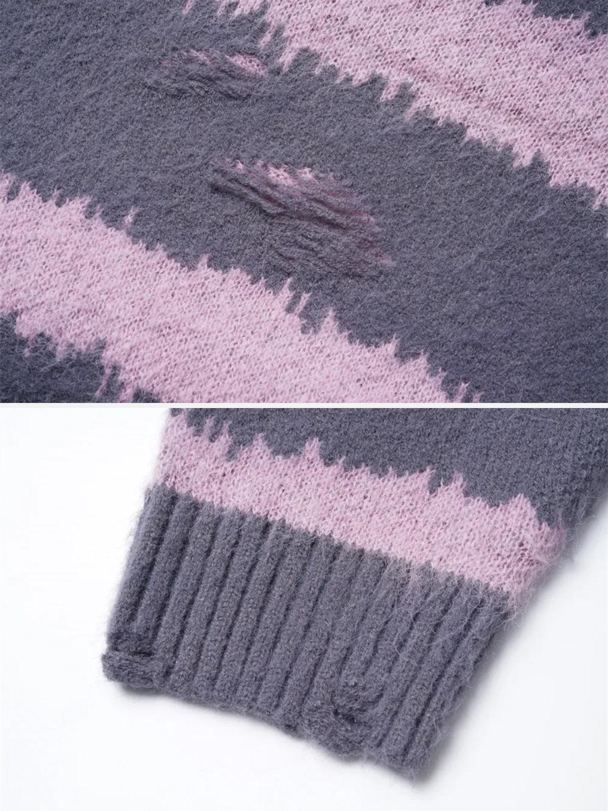 Concert Outfit Badge Striped Ripped Sweater Concert Outfit Badge Striped Ripped Sweater