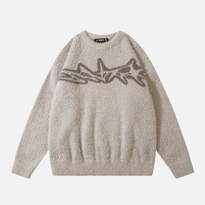 Concert Outfit Barbed Jacquard Knitted Sweater