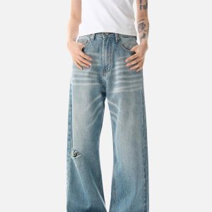 Concert Outfit Basic Distressed Loose Jeans