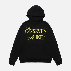 Concert Outfit Basic Letter Print Fleece Hoodie