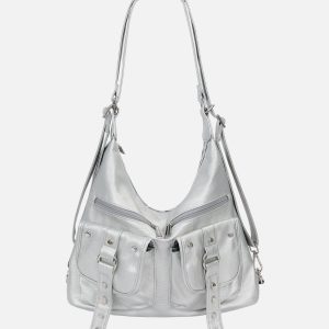Concert Outfit Basic Multi Pocket Faux Leather Bag