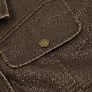 Concert Outfit Basic Pocket Faux Leather Jacket
