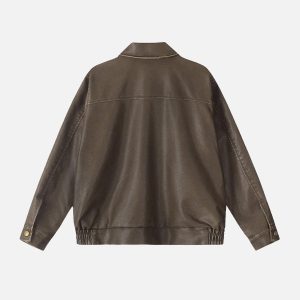 Concert Outfit Basic Pocket Faux Leather Jacket