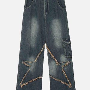 Concert Outfit Basic Star Fringe Loose Jeans