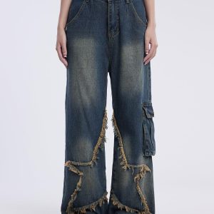 Concert Outfit Basic Star Fringe Loose Jeans