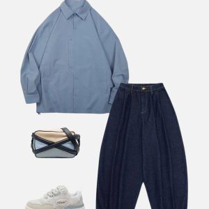 Concert Outfit Basic Tapered Baggy Jeans