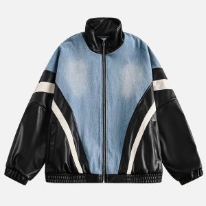 Concert Outfit Batwing Sleeves Faux Leather Jacket