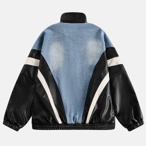 Concert Outfit Batwing Sleeves Faux Leather Jacket