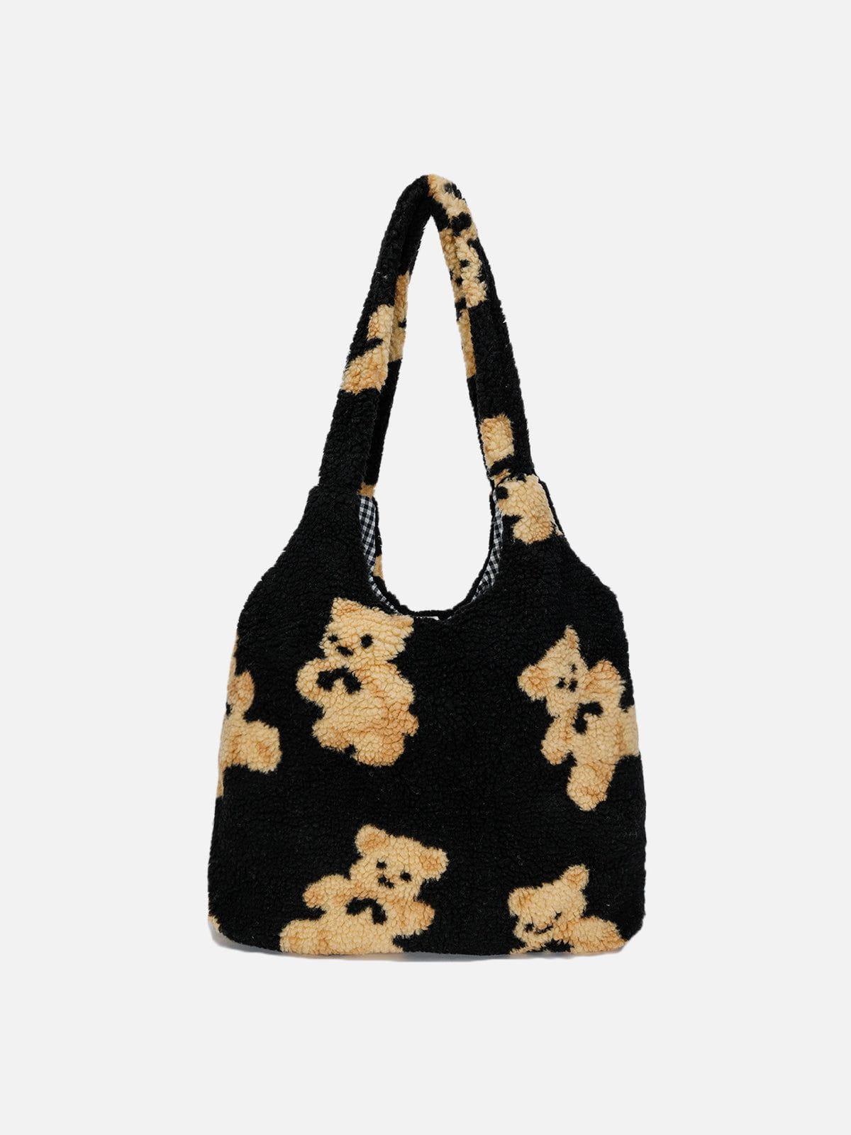 Concert Outfit Bear Pattern Sherpa Bag Concert Outfit Bear Pattern Sherpa Bag