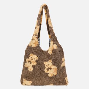 Concert Outfit Bear Pattern Sherpa Bag