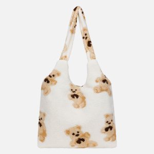 Concert Outfit Bear Pattern Sherpa Bag