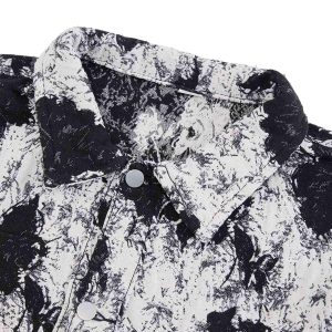 Concert Outfit Black And White Contrast Floral Denim Jacket