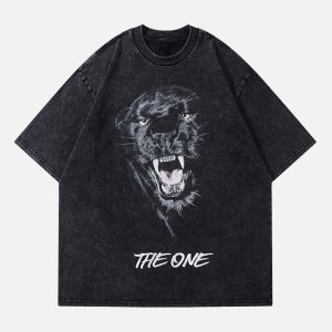 Concert Outfit Black Panther Print T-Shirt