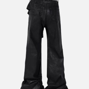 Concert Outfit Black Wax Coated Flare Jeans