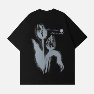 Concert Outfit Blurring Tulip Print Tee
