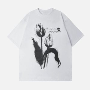 Concert Outfit Blurring Tulip Print Tee