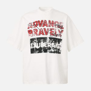 Concert Outfit Bold 'Advance Bravely' Graphic T-Shirt