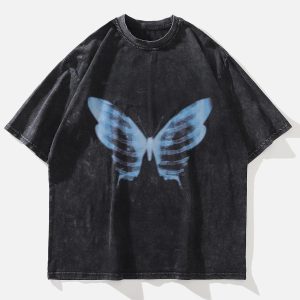 Concert Outfit Bone Butterfly Washed Graphic Tee
