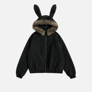 Concert Outfit Bunny Ear Hooded Coat