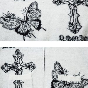 Concert Outfit Butterfly Cross Knit Cardigan