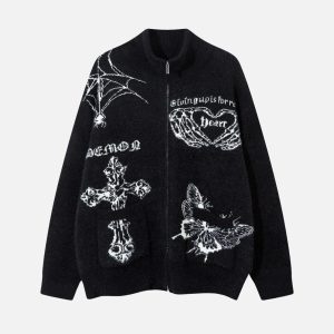 Concert Outfit Butterfly Cross Knit Cardigan