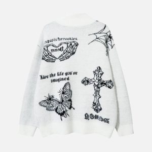 Concert Outfit Butterfly Cross Knit Cardigan