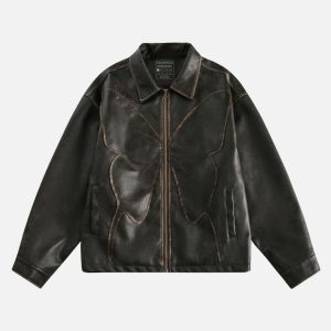 Concert Outfit Butterfly Faux Leather Jacket