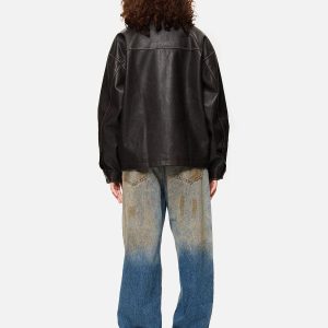 Concert Outfit Butterfly Faux Leather Jacket